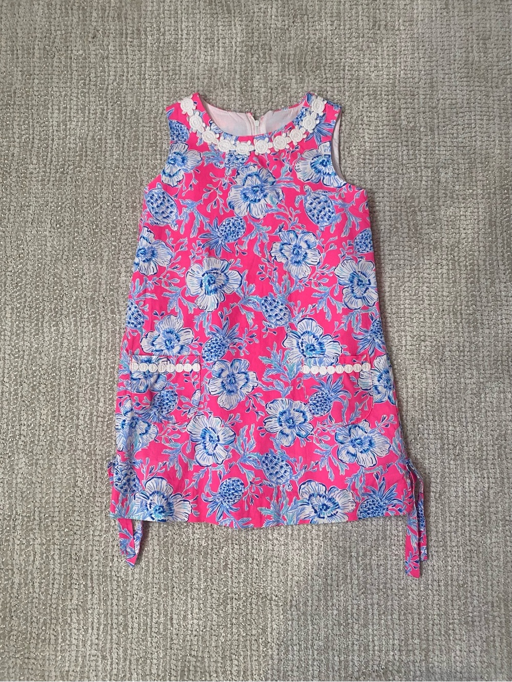 Lilly Pulitzer Pink Dress with Blue and White Floral Print